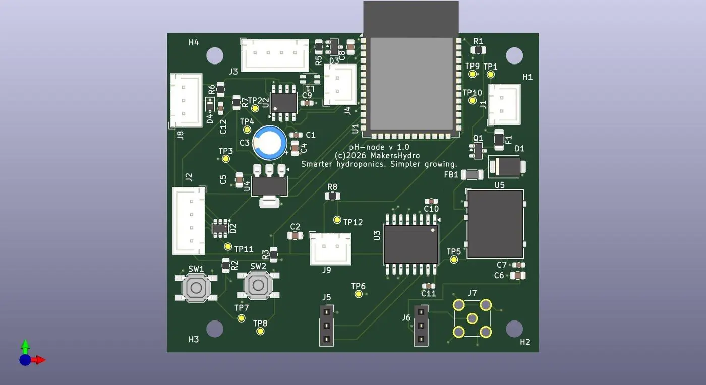 MakersHydro pH Node top side PCB