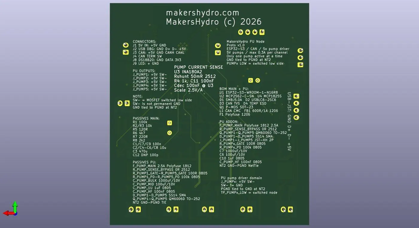 MakersHydro PU Node bottom side PCB